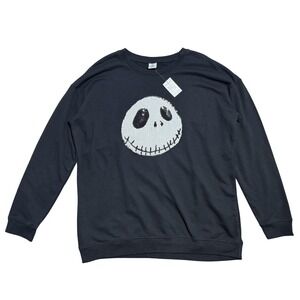 Disney‎ Nightmare Before Christmas Jack Skellington Sweatshirt Mens 2XL Sequin